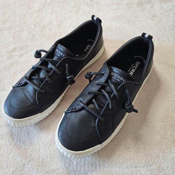 Sperry Women's Topsider Crest Vibe Creeper Leather Sneaker Size 8 Black - Picture 7 of 10